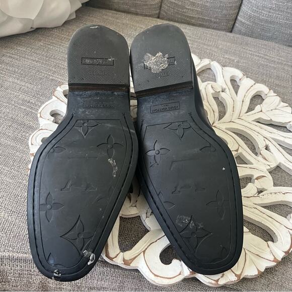 Louis Vuitton Black Leather Loafers Shoes size 6 1/2 - Picture 6 of 12
